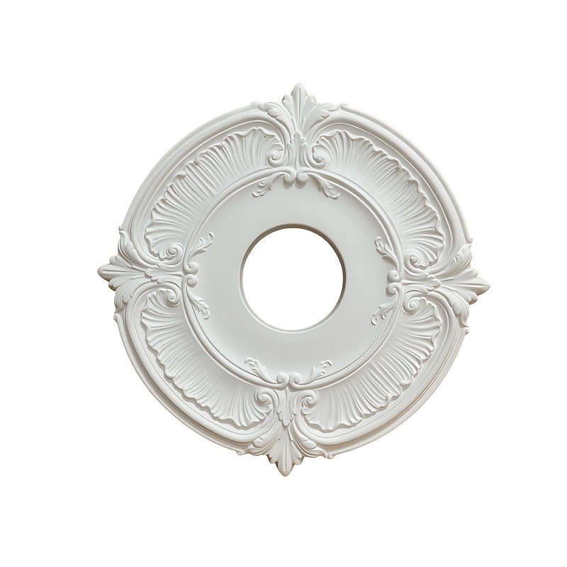 TEMU Elegant Carved Pu Ceiling Decorative Medallion Base. Suitable For Lamp/ceiling Fan Base Installation. Matte , Waterproof And Moisture-proof.
