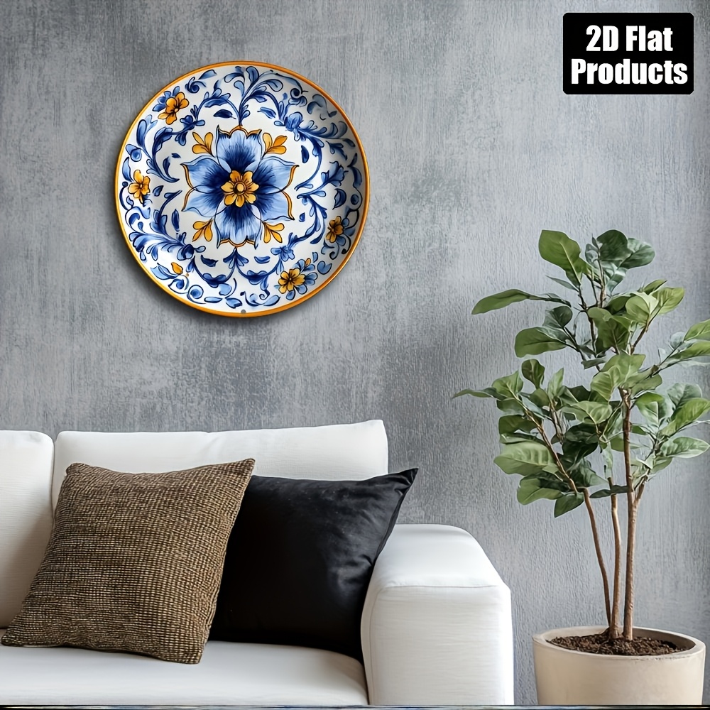 TEMU Letrero Decorativo 2D - 2D - Diseño Floral Antiguo de Aluminio, 20.32X20.32 Cm - Elegante de Pared para Hogar, Cocina, Cafetería, Oficina |
