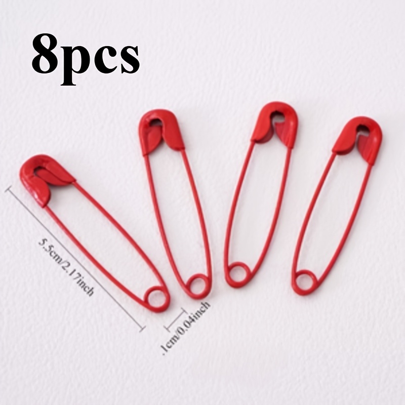8 Large 2.17 Inch Red Pins, Safety Pin, Handmade Beaded Key Chain Material, Handmade Brooch Making Additions, Clothing , Sewing Knitting Supplies Jewelry Making Hair Additions Base