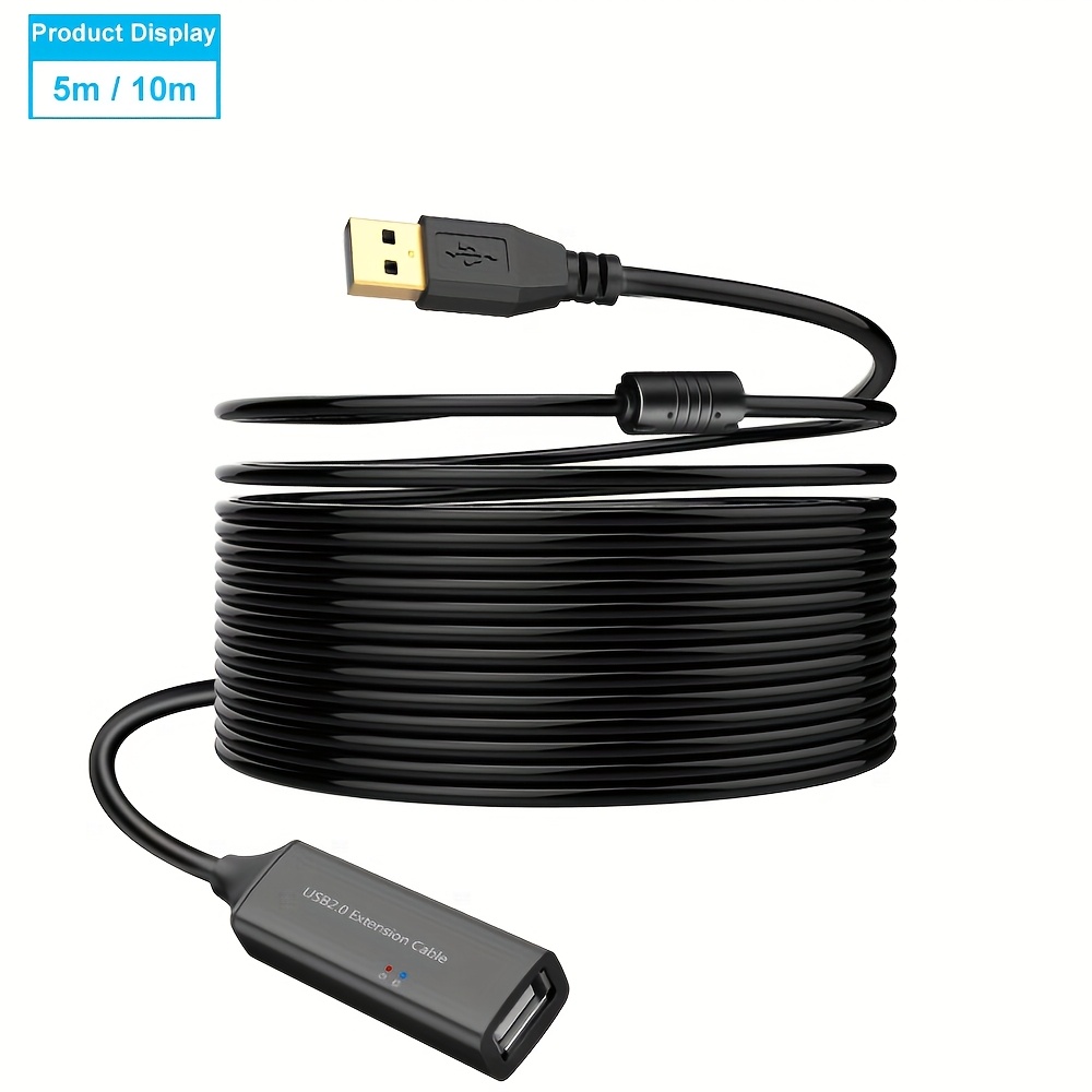 TEMU Rshtech Active Usb 2.0/3.0 Extension Cable With - Usb-powered Extender Cord (5/10m), Male To Female Connector For Gaming, Printer, Keyboard,