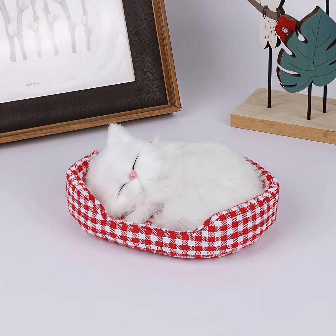TEMU Collectible Figurines: Realistic Sleeping Cat Statue – Perfect For Desk Or Car Display, An Ideal Gift For Couples