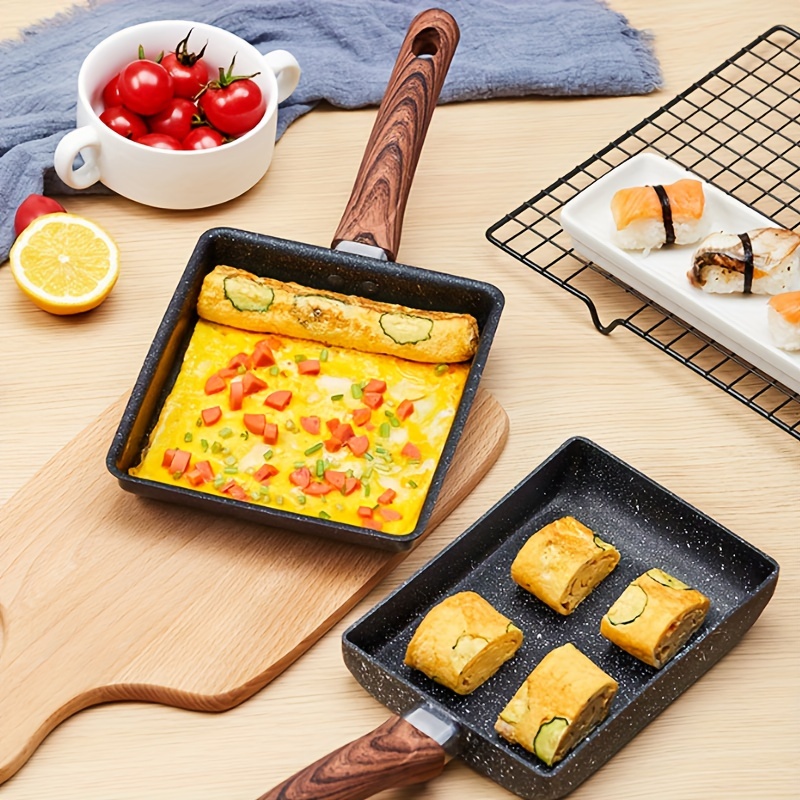 

1pc Tamagoyaki Pan With Non-stick, Coating And Imitation Wood Handle - Perfect For Making Delicious Breakfast Omelets And Frying Eggs - Essential Kitchenware For Perfect Breakfasts Eid Al-adha Mubarak