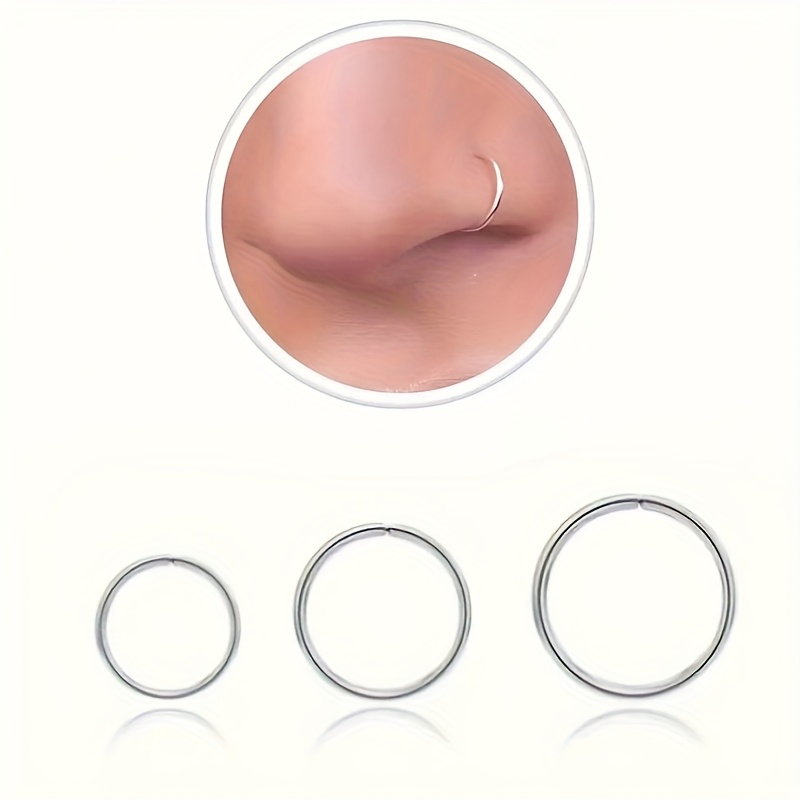 Image of 3pcs Easy Elegant Style Steel Tight Nose Ring Septum Stud Lip Ring Earring Suitable For Men And Women, 3pcs 6mm-8mm-10mm Suitable For Daily Party Wear Hypoallergenic