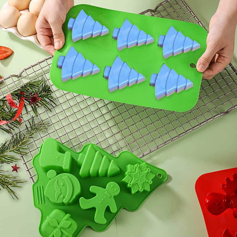 Silikon-Kuchenformen Weihnachten – 2 Stück Mit Lebkuchenmann, Baum, Schneeflocke, Schneemann | Hitzebeständig -40°C Bis +230°C