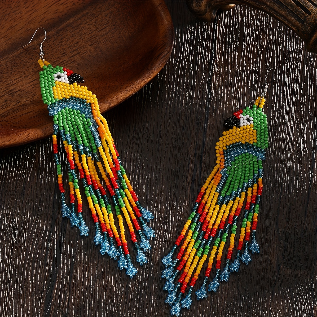 TEMU Handmade Beaded Earrings, Long Beaded Earrings For Women, Seed Bead Earrings, Dangle Earrings, Multi-colored Earrings, White Earrings, Fashion