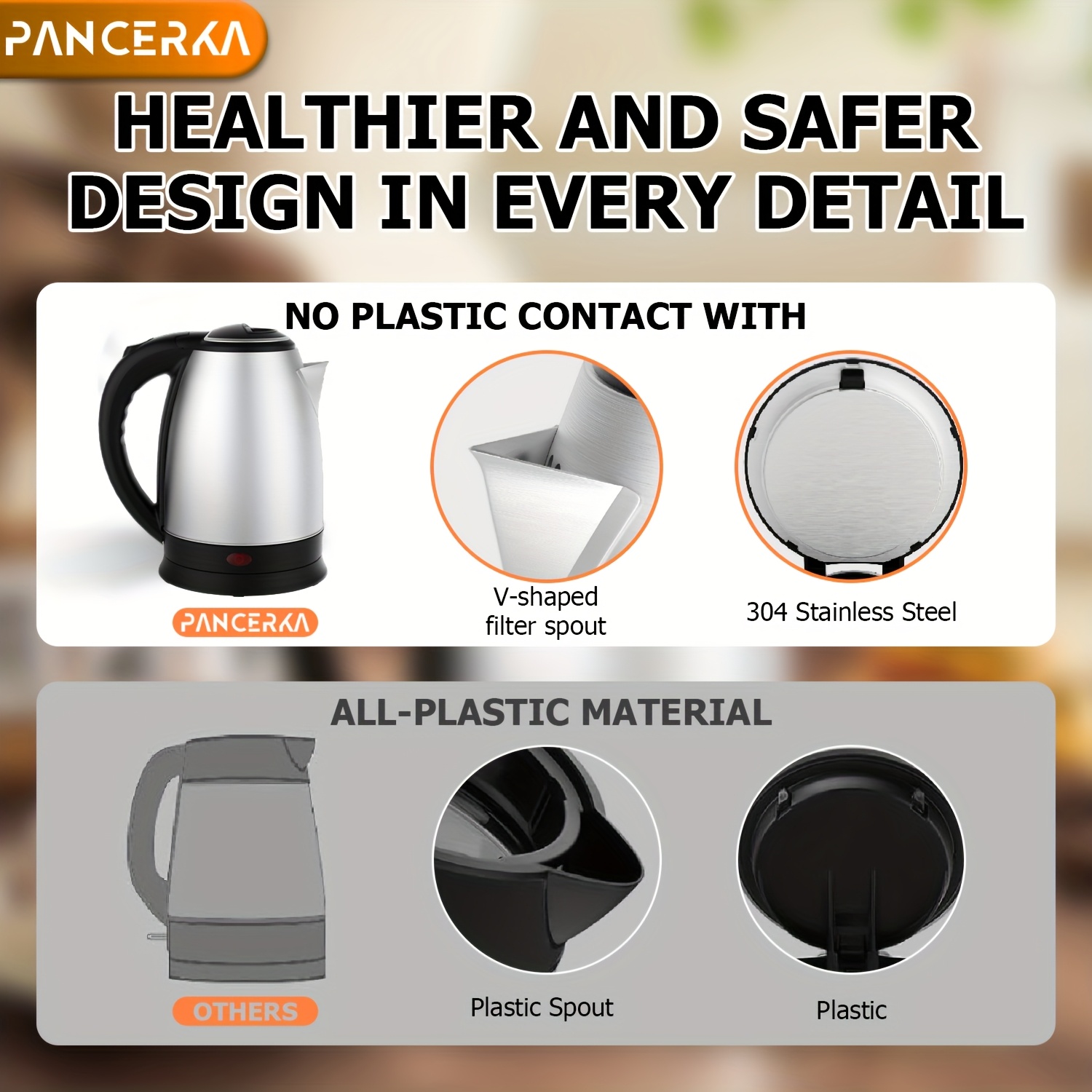 Plastic Free Stainless Steel Electric Tea Kettle No Plastic Fjord