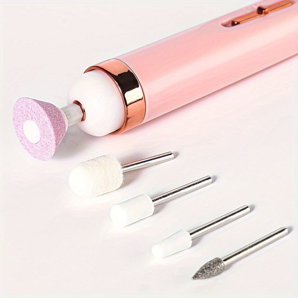 portable nail file electric nail drill with 5 attachment drill bits usb charge with led light adjustable   for manicure and nail kit care tool details 1