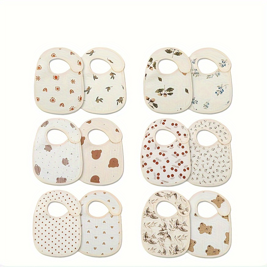 2pcs cotton gauze   bibs u shaped     waterproof printing burp cloths saliva towel for   boys girls details 2