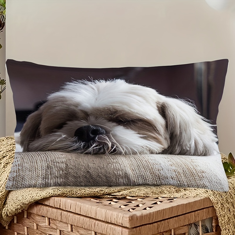 

- Shi-tzu Pillowcase 12x20 - Sided, Zippered For Sofa & Bedroom Decor