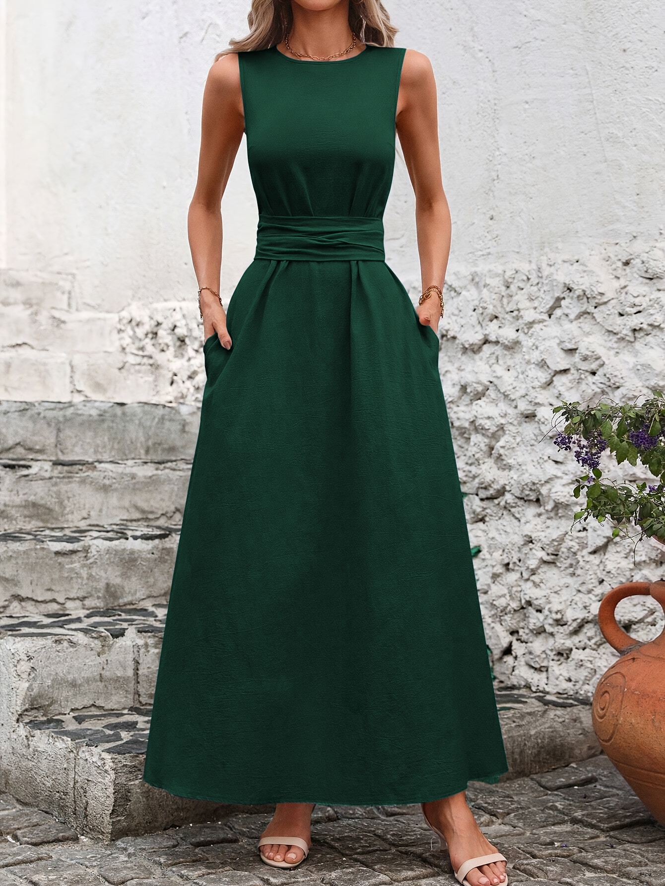 slim fit dress slacks Olive Green Mirror Work Embroidered Cotton Paneled Midi Dress 30