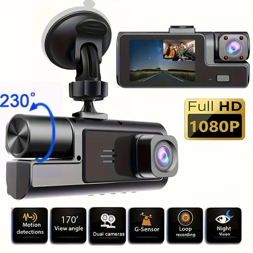 front and rear dash cam front 1080p and built in 720 dvr camera with 170 wide angle car portable dash cam 24 hour parking monitoring loop recording no sd card brand