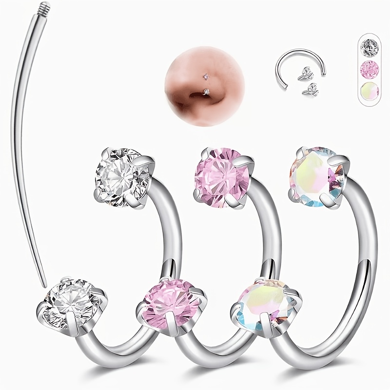 TEMU 4pcs 16g Horseshoe Nose Ring Men And Women Style, 8mm Horseshoe Piercing Jewelry Set Golden And Silvery, Individual Faux Horseshoe Nose Ring