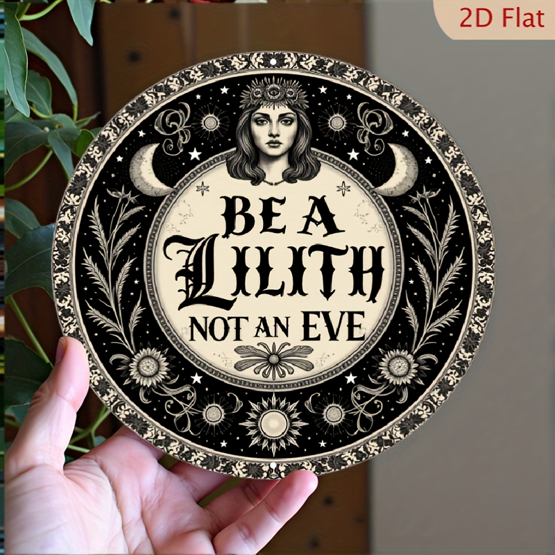 TEMU 2d Flat, 1pc Lilith "not An Eve" Gothic Vintage Wall Plaque - 8x8 Inch Vertical Aluminum Metal Sign With Lilith Design, Rustic For Home, Gym,