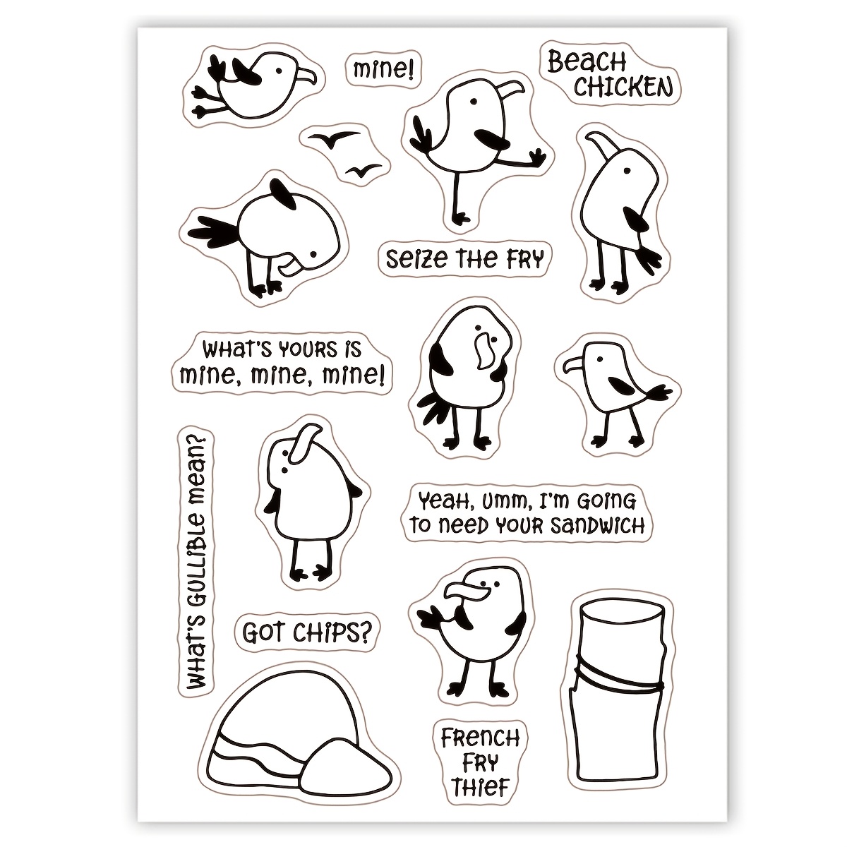 Image of A Clear- Seagull, A Humorous And Interesting Bird, With Metal Cutting Dies For Scrapbooking, Crafts, Postcards, Greeting Cards, And Handmade Crafts