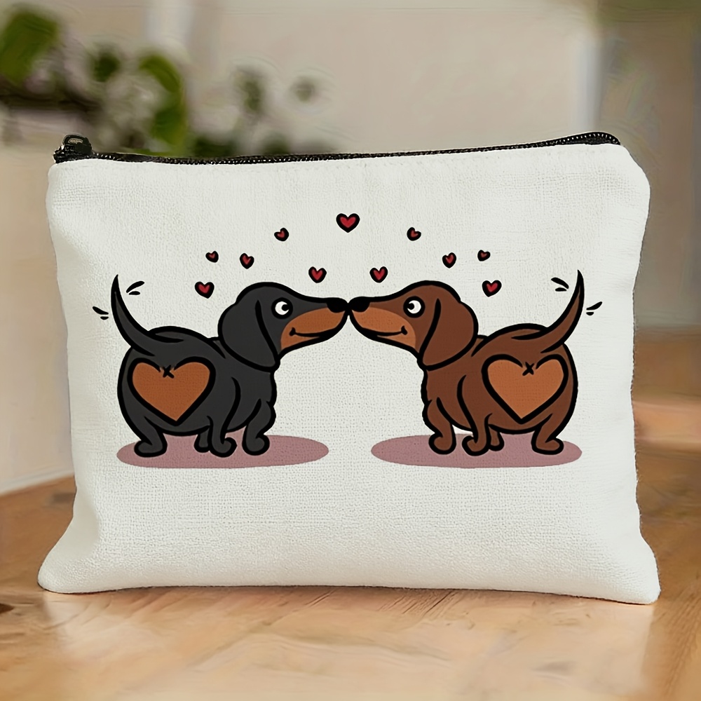 TEMU Beauty case a forma di cane con motivo a cuore, regalo per gli dei cani per anniversario o compleanno, per riporre cosmetici e come borsa