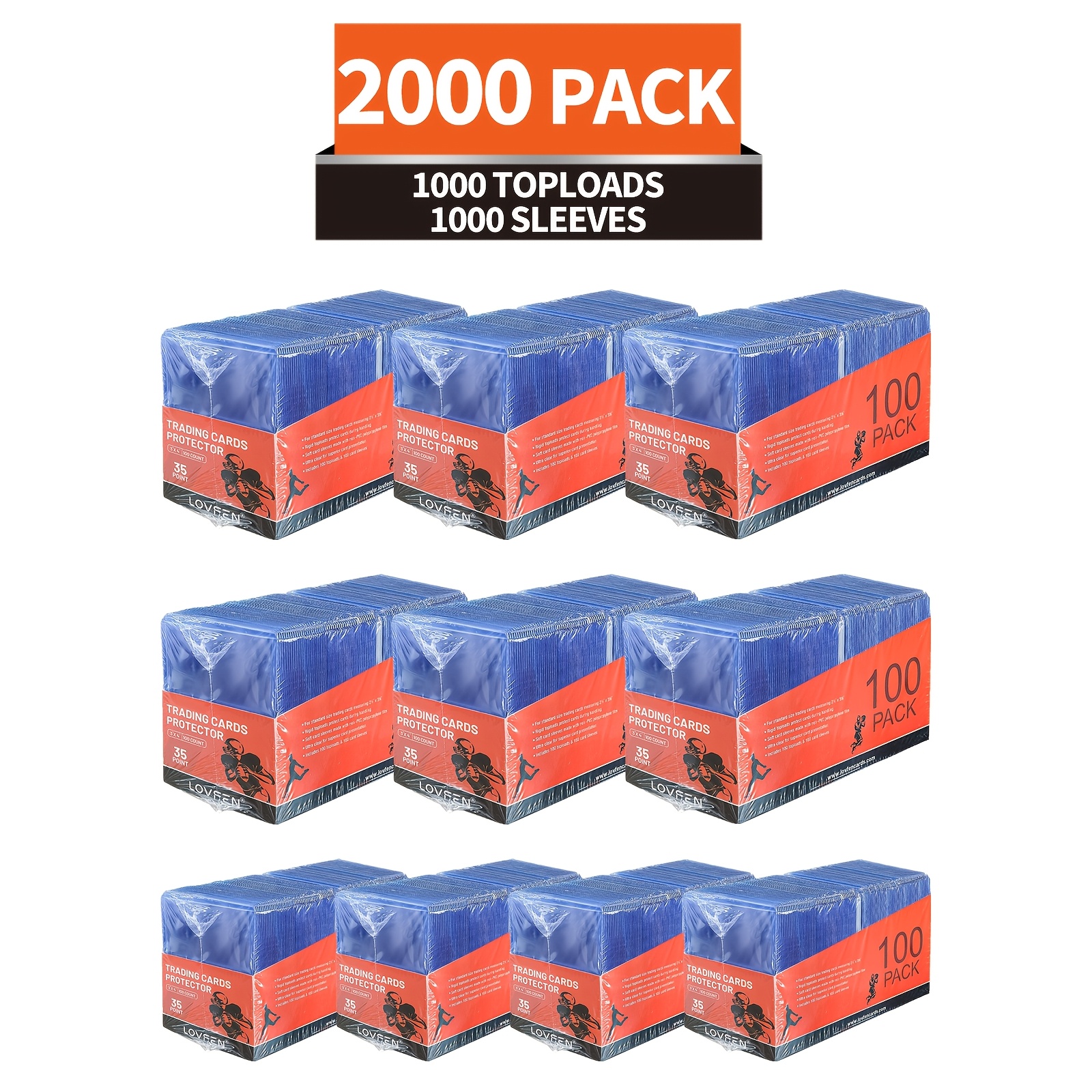 TEMU LOVFEN 2000 Cartes, Boîtier de Protection pour Cartes de Baseball 3"X4" en Plastique Rigide, Support de Cartes à Chargement Haut Standard,