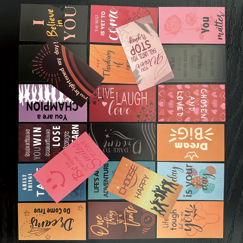 TEMU 60pcs Style Motivational Cards, Inspirational Encouragement Quote Cards, Uplifting Benevolent Gratitude Business Cards, Encouraging Mini Sticky