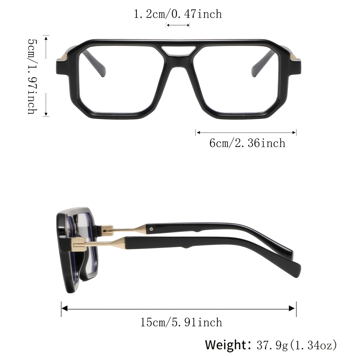 Men's Plastic Flat Top Square Oversized Reading Glasses