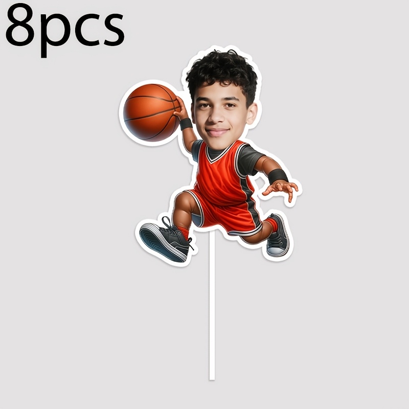 TEMU 8/15pcs Basketball Enthusiast Theme Elements Custom Your Portrait Cake Decoration Supplies, Birthday Anniversary Celebration, Large Event Party,