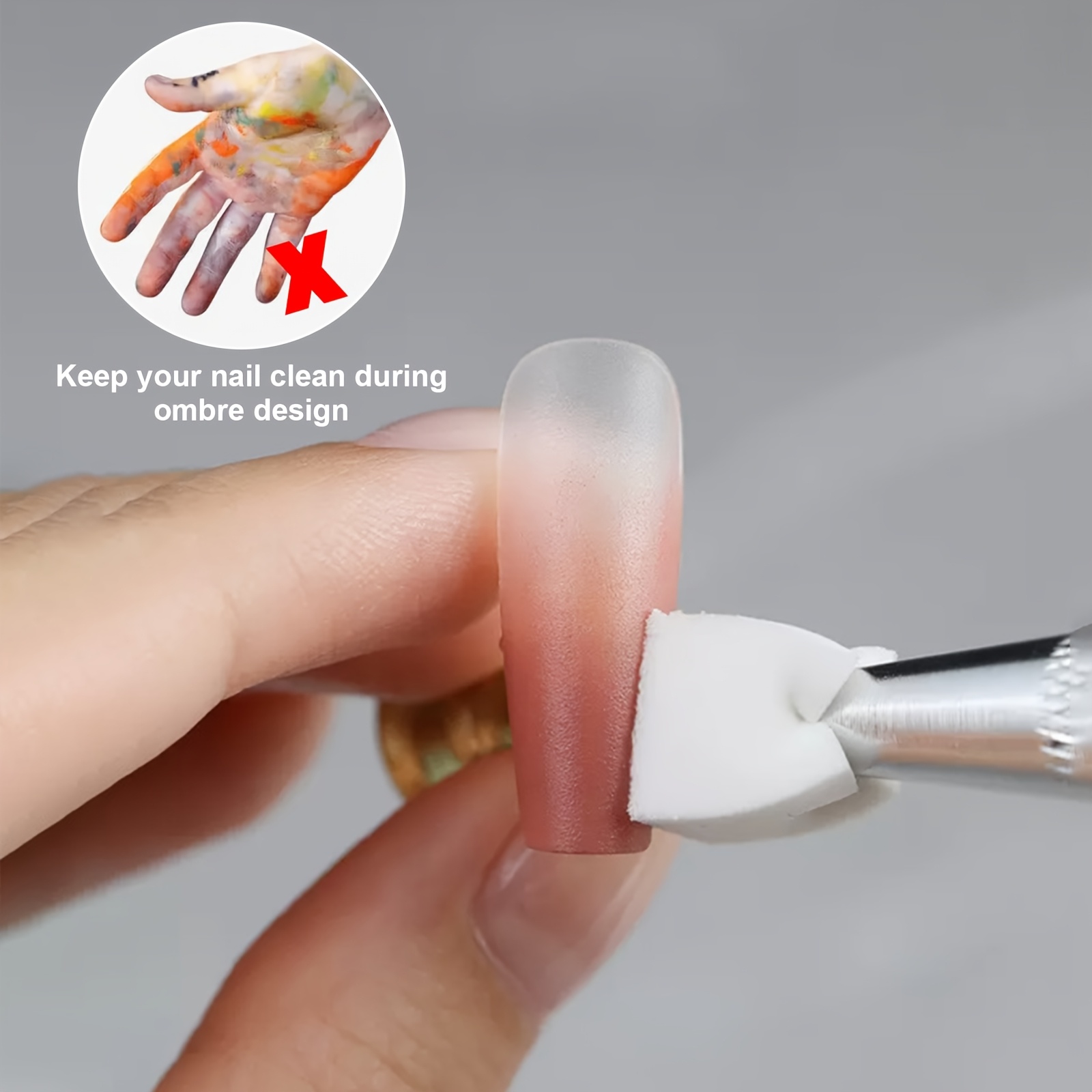 100 Stück Ombre-Nagelschwämme Mit Griffstift – Weiche Schwämme Für Aura-Nägel & Farbverlauf-Design