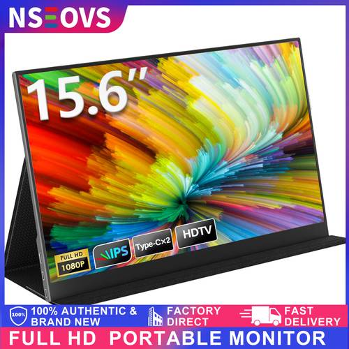 item picture nseovs 15 6 1080p portable monitor 1920x1080 resolution refresh rate 72 srgb color metal casing dissipation high strength dual speakers hdtv ips hdr external gaming display for pc phone ps4 switch
