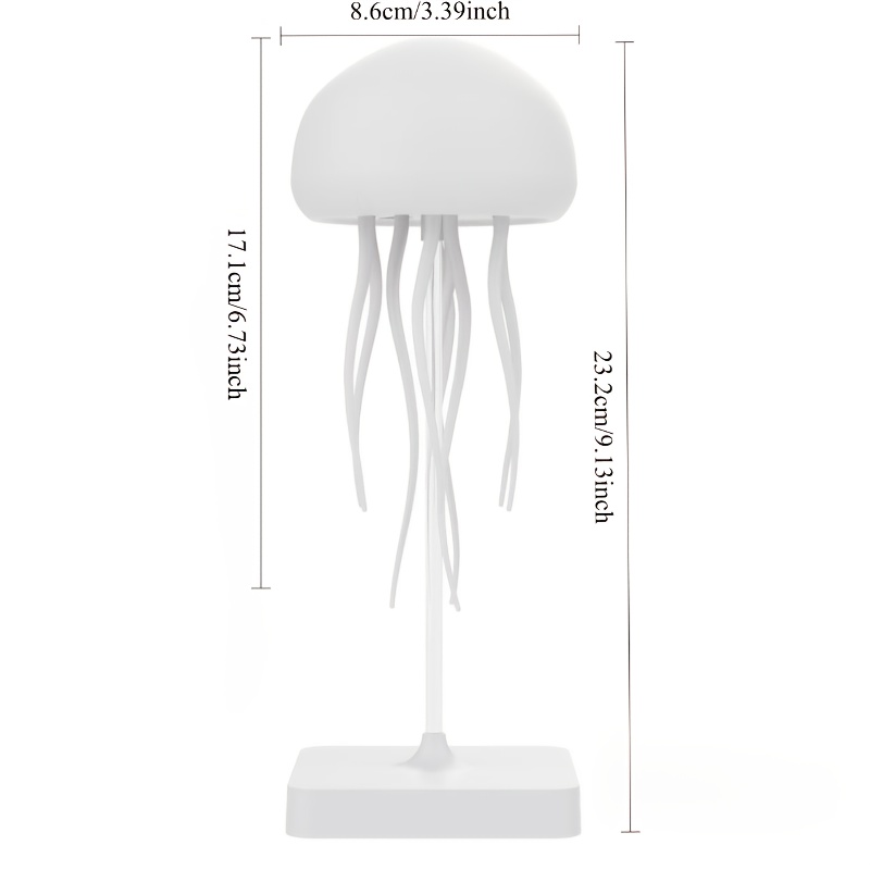 Abajur dinâmico de água-viva LED, lâmpada moderna para mesa com controle por voz e botões, bateria recarregável 600mAh, ideal para quarto, sala ou escritório, decoração e iluminação ambiente