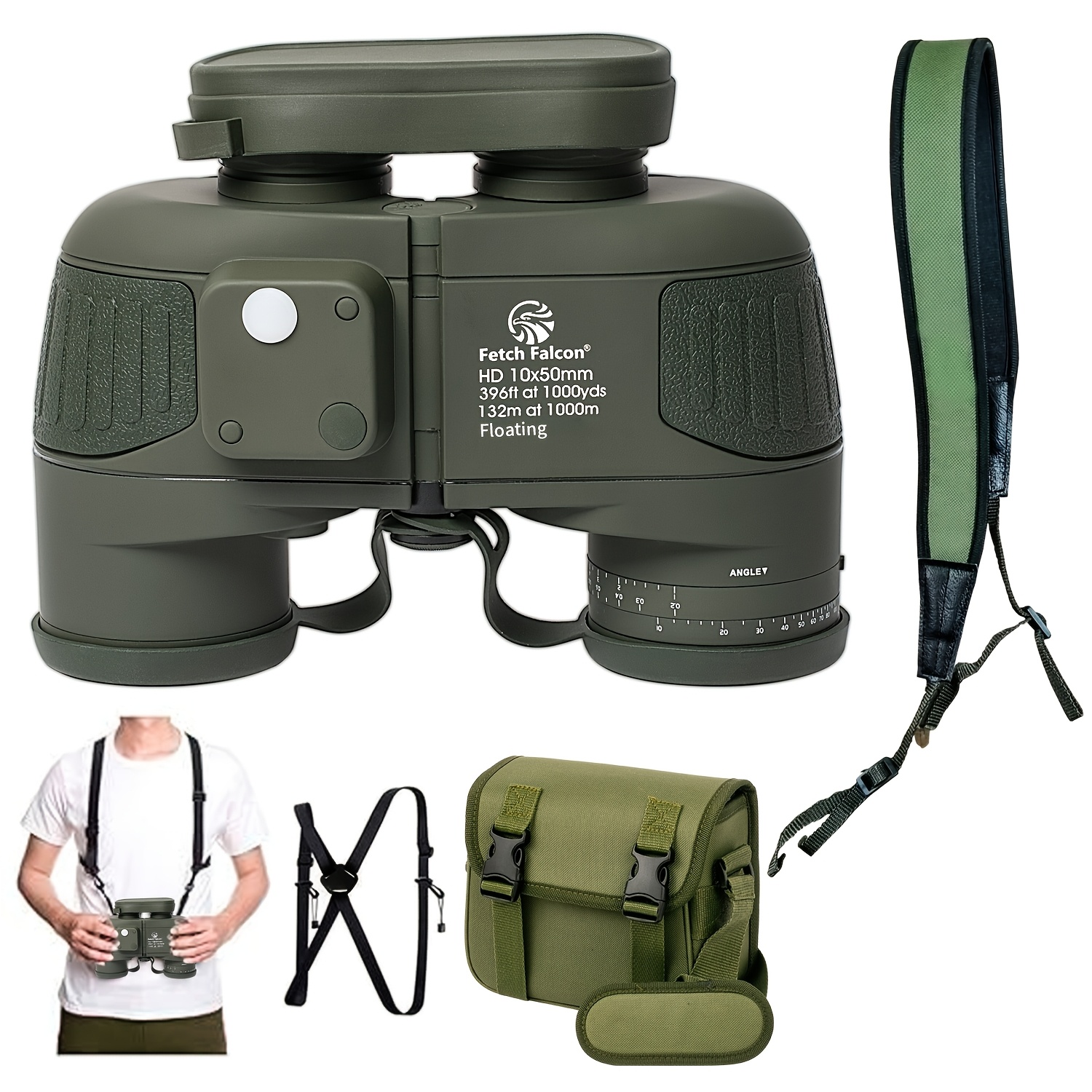 TEMU Hd 10x50 Marine Binoculars High Powered Nitrogen-filled For Boating With Illuminated Rangefinder And Compassbinoculars Military Binoculars For