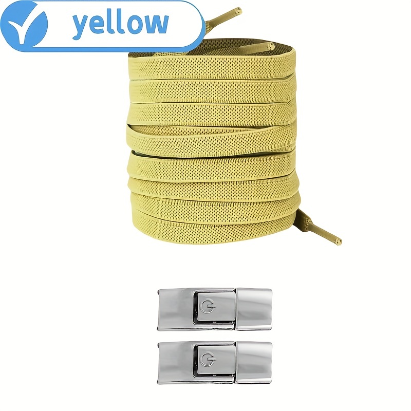 1 Pair Easy-Install Elastic Flat Shoelaces with Metal Buckles - No-Tie, Lightweight & Durable Polyester Blend - Ideal for Sneakers, Hiking & Casual Shoes - Handwashable, Shoe Accessories