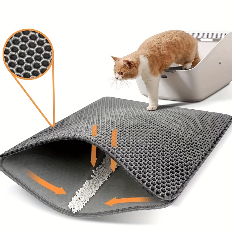 eva dubbellaagse kattenbak vuilnismat antislip waterdicht wasbaar recyclebaar huisdier vuilnisbak pad voor katten en honden grijs xs 30x30cm 0