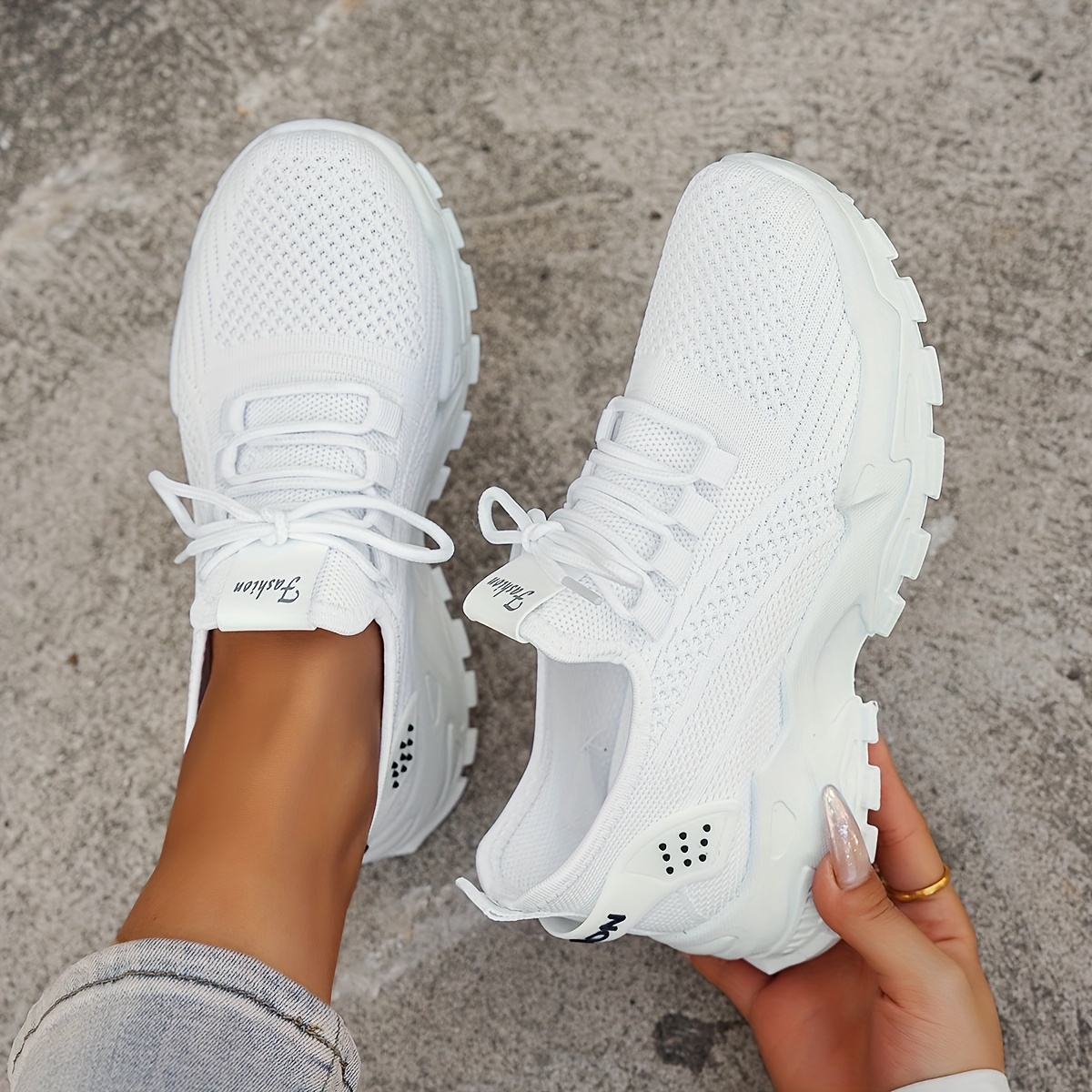 E-shop Atmungsaktive gestrickte Slip-On-Sneaker | Leichte Low-Top-Freizeitschuhe mit rutschfester PVC-Sohle, maschinenwaschbar, Ganzjahreskomfort,