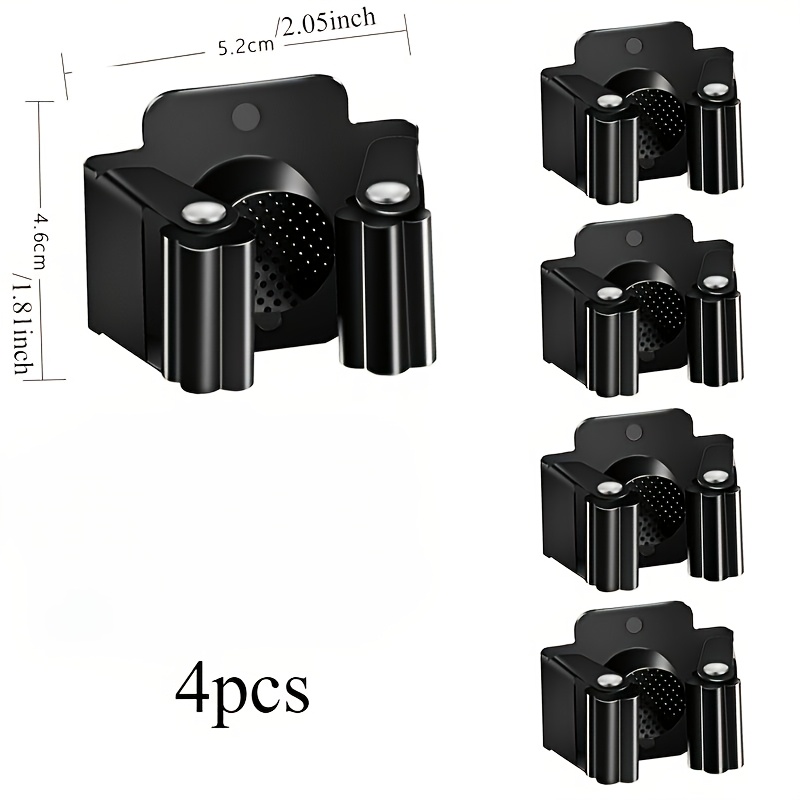 Magnetic Mop Broom Holder, 4pcs Heavy Duty Magnetic Broom Holder For Cleaning Tools, D1.69 Inch Broom Mop Holder Wall Mounted For Laundry Workshop