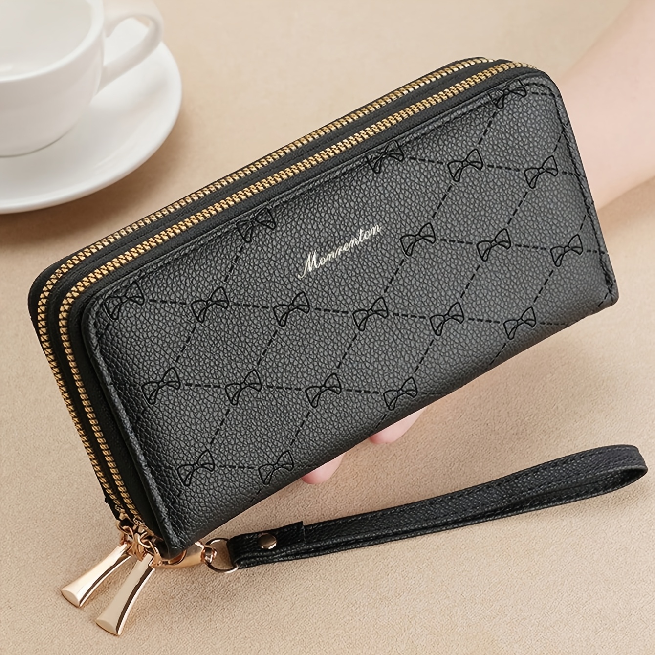 TEMU New Style Women's Long Clutch Wallet With Double Zippers, Phone Pocket, Fashionable & , Large Capacity Double-layer Wallet.