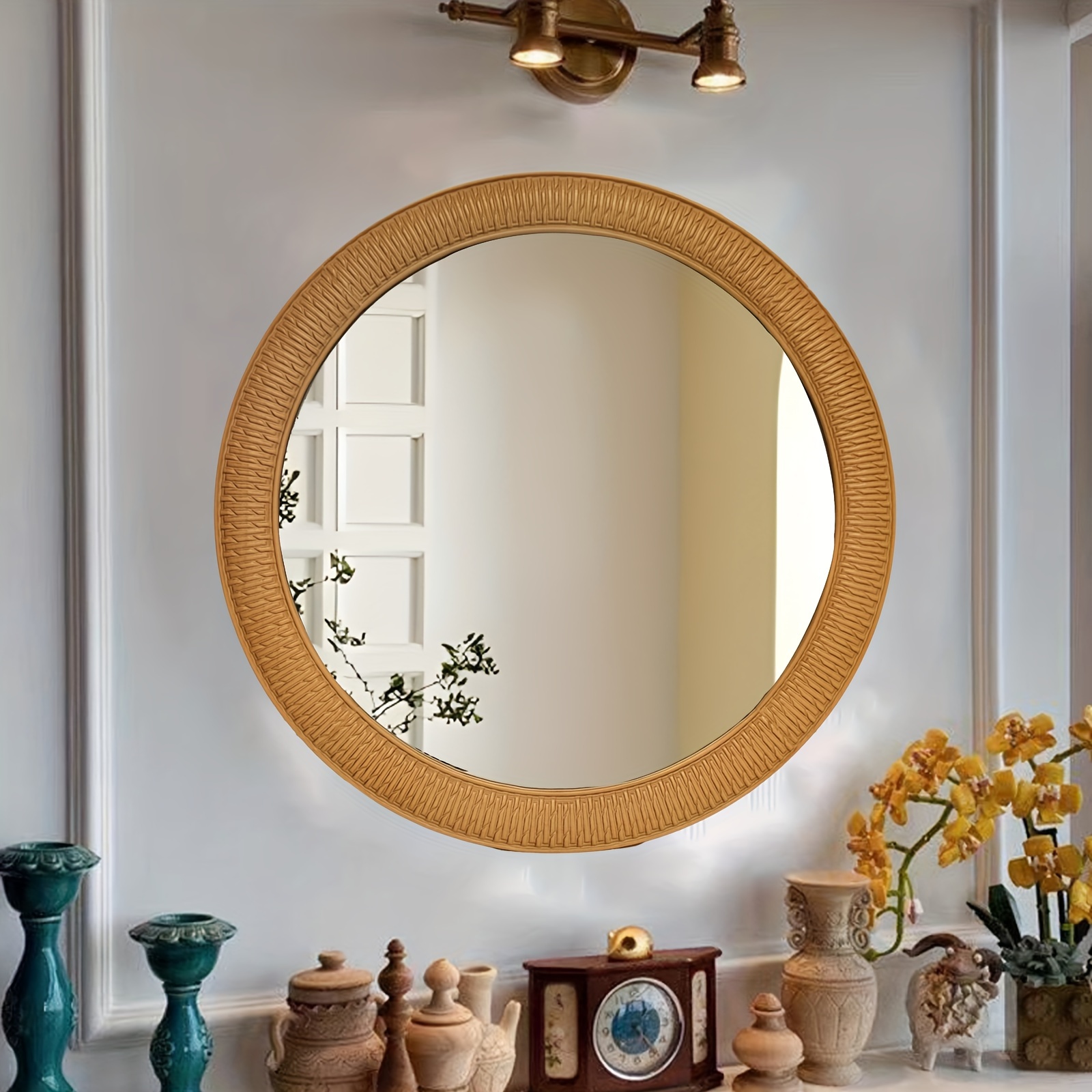 Espejo redondo con marco de madera 70cm - Oechsle
