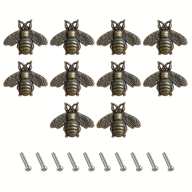 TEMU 10pcs Antique Bronze Bee Cabinet Pulls, Furniture Drawer Handle, Alloy Metal Drawer Handles, Polished Furniture Knobs, Beehive Hardware For Home