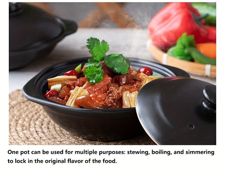 premium ceramic casserole with lid traditional chinese style multi use heat resistant non   to clean   for home and restaurant use   in 54 10oz 64 3oz 94 7oz 118oz details 2