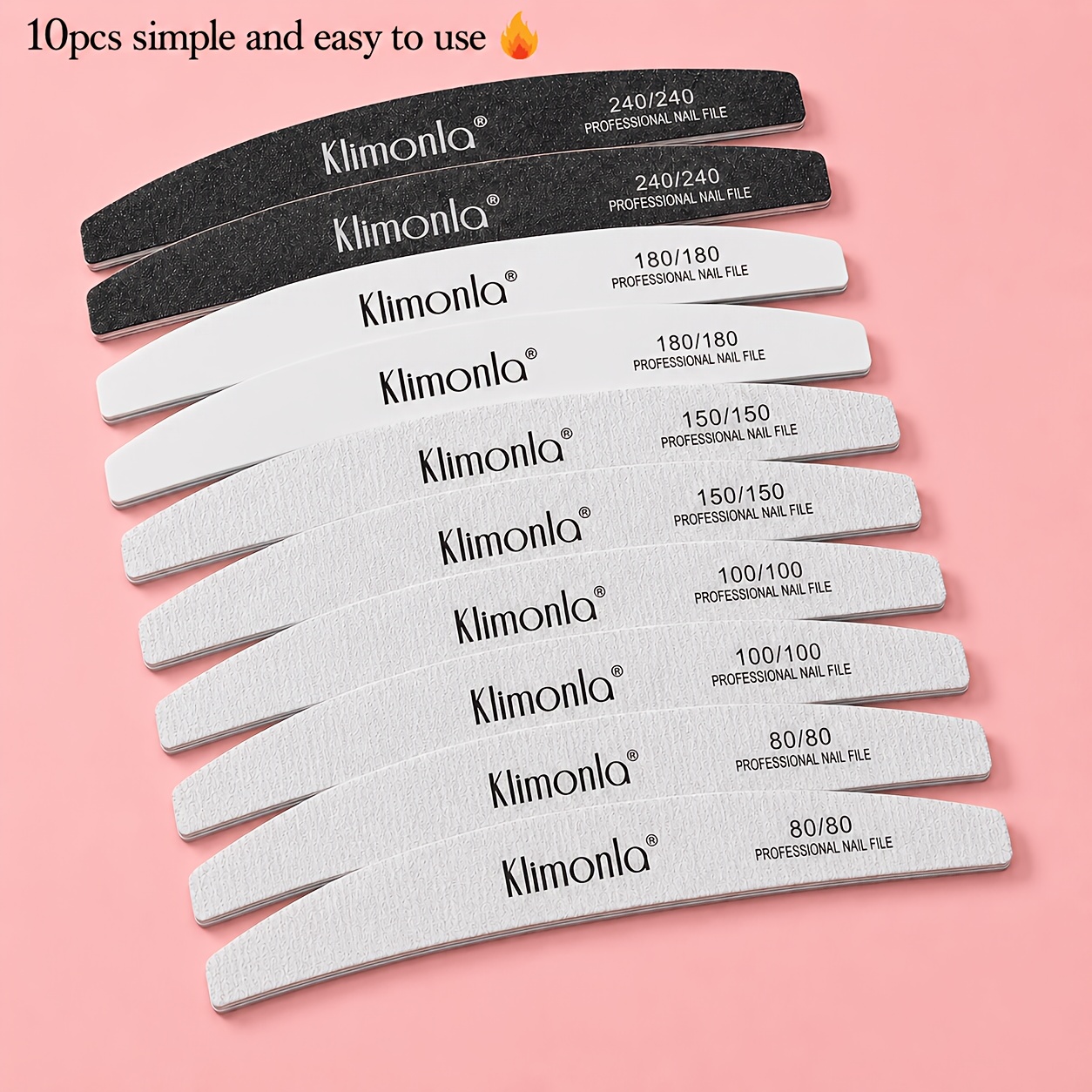 TEMU High-quality Nail Filing And Shaping Tools, Including Gray Sanding Strips And Half-moon Files, In Packs Of 5 Or 10, Complete With An Opp Bag.