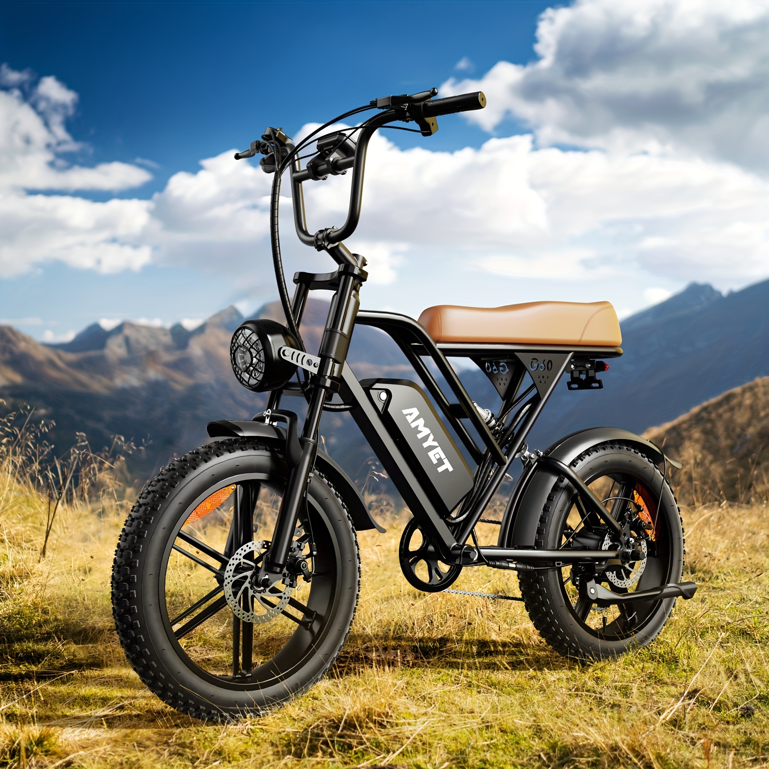 

Amyet V9-g60 Electric Mountain Bike, 48v 20ah 960wh Removable Larger Battery, 72miles & 19mph, 20"x4.0 Fat Tire Dirt Ebike, 740w Motor, Shi- 7 , , Adults Electric Bike For Snow Sand Road, Camping,