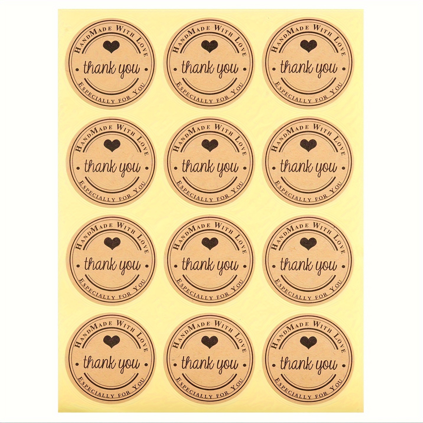 Image of 120pcs Thank You Sticker With Heart Paper Handmade Labels Sticker For Business Envelope Sealing Stationery Sticker