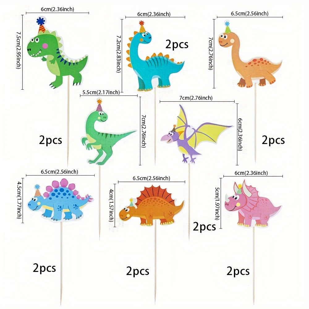 Dinosaur Theme Cake Topper And Cupcake Decorations Set, Bamboo Cake Accessory Kit, No Electricity Needed, Featherless, For Birthday Party Supplies