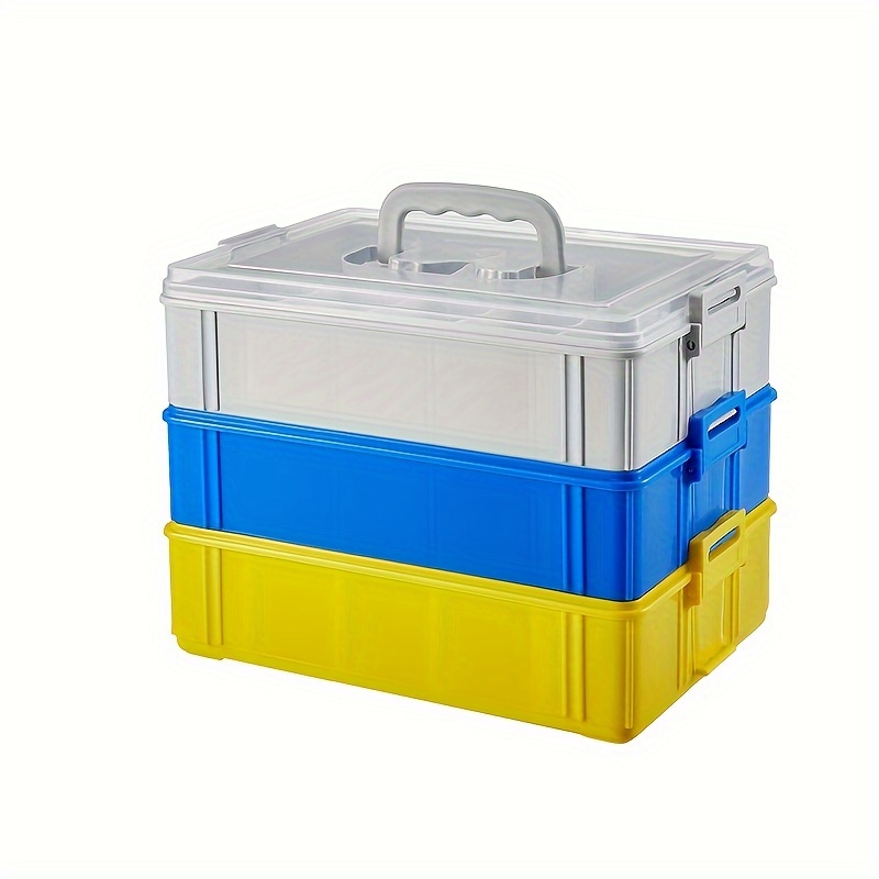 Portable Organizer Box 3 Layers Lockable Storage Container