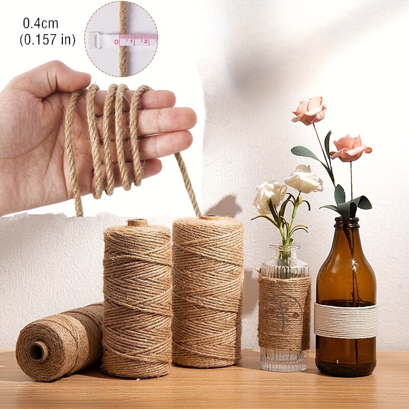 2 Rolls Natural Jute Rope Twine, Braided String for Crafts, Gifts, 10mm  Thick (0.4 In x 26 Ft)