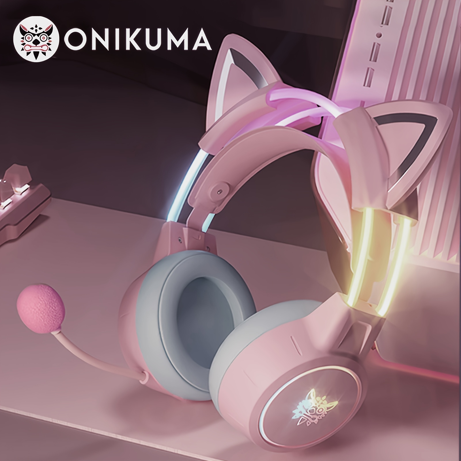 Onikuma X15 Gaming Headset, Rgb Lighting, Cat-ear Gaming Headset, With High-definition Microphone, 3.5mm Jack Connection, Soft Ear Pads For Comfortable Wear, Ideal For Pc Gaming, Over-ear Design