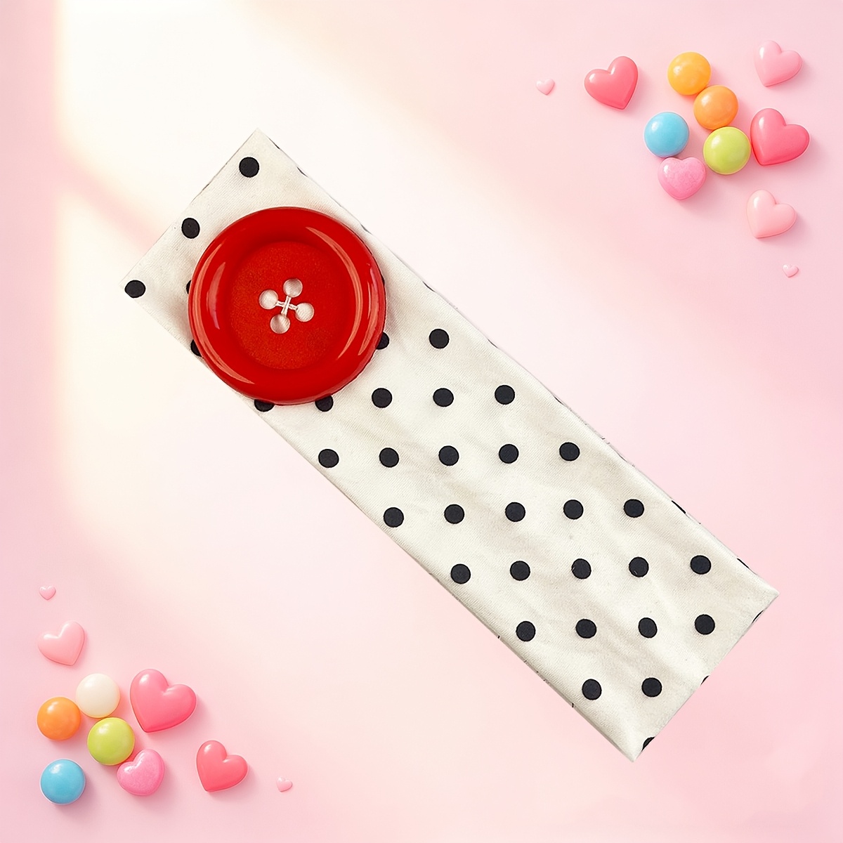 TEMU Polka Dot Solid Color Button-decorated Wide Headband For Women, Fashionable Stretchy Non-slip Headband For Face Washing, Makeup, And Yoga Hair