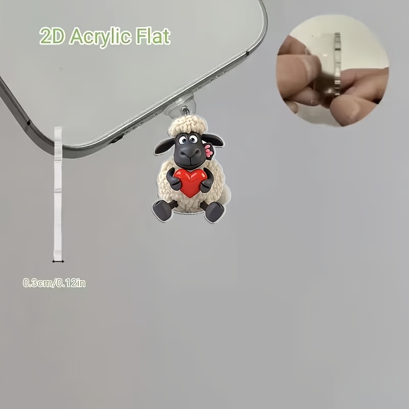 2d Flat, 1pc Cartoon 2d Acrylic Phone Dust Plug, Compatible With Iphone/type-c Connectors, And Maintenance, Suitable For Holiday Gifts, Not 3d