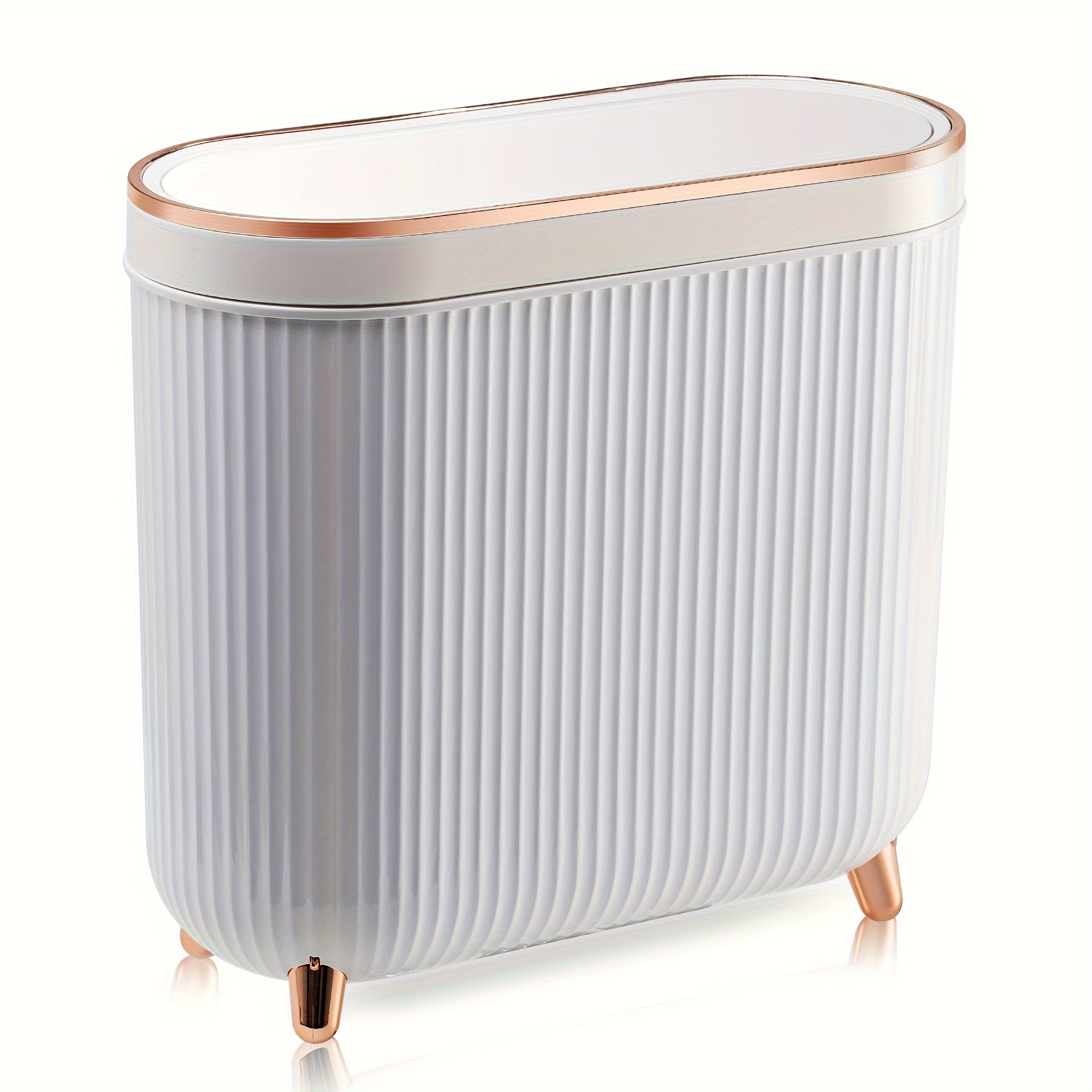

Bathroom Trash Can With Lid 3.2 Gallon Narrow Trash Can Small Plastic Trash Bin 12 Liter Rectangular Plastic Garbage Can With Press Type Lid For Bedroom Bathroom