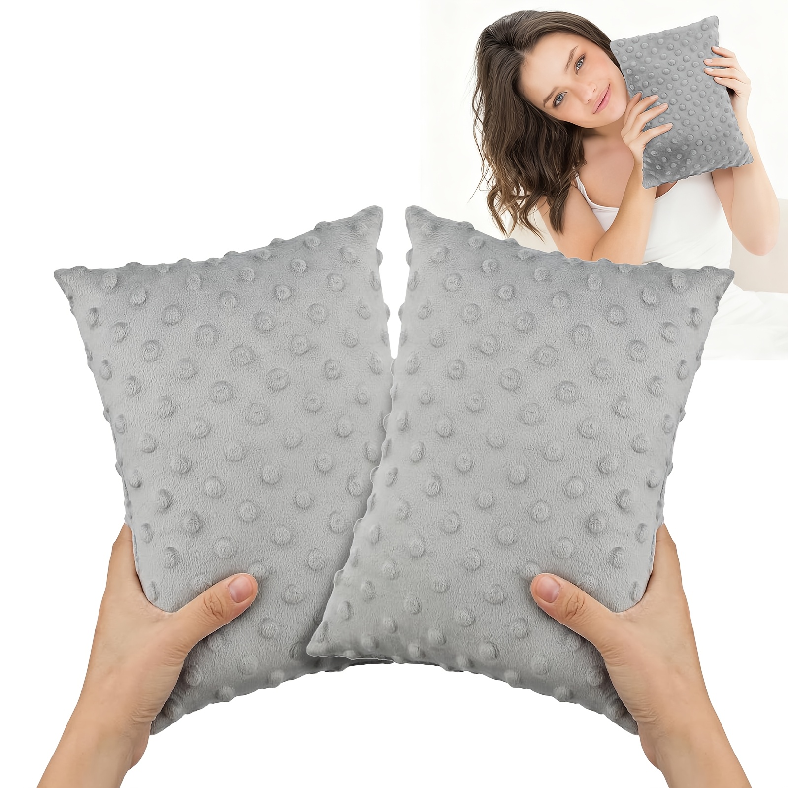 TEMU 2 Pack Travel Neck Pillows | Small, Mini Pillows For Travel, Sleeping, Nap, Neck, Knee, Lumbar Support, Grey Polyester Cushions, Machine