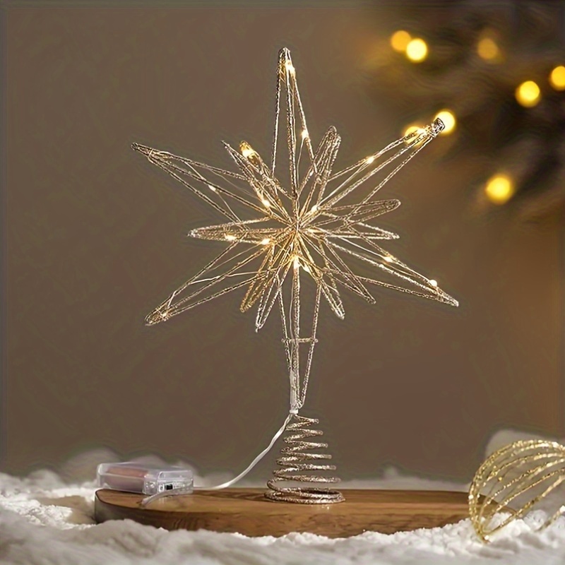 TEMU 1pc Christmas Star Decorative Light, Luminous Christmas Tree Five-pointed Star For Christmas Party Decoration (batteries Not Included) Christmas
