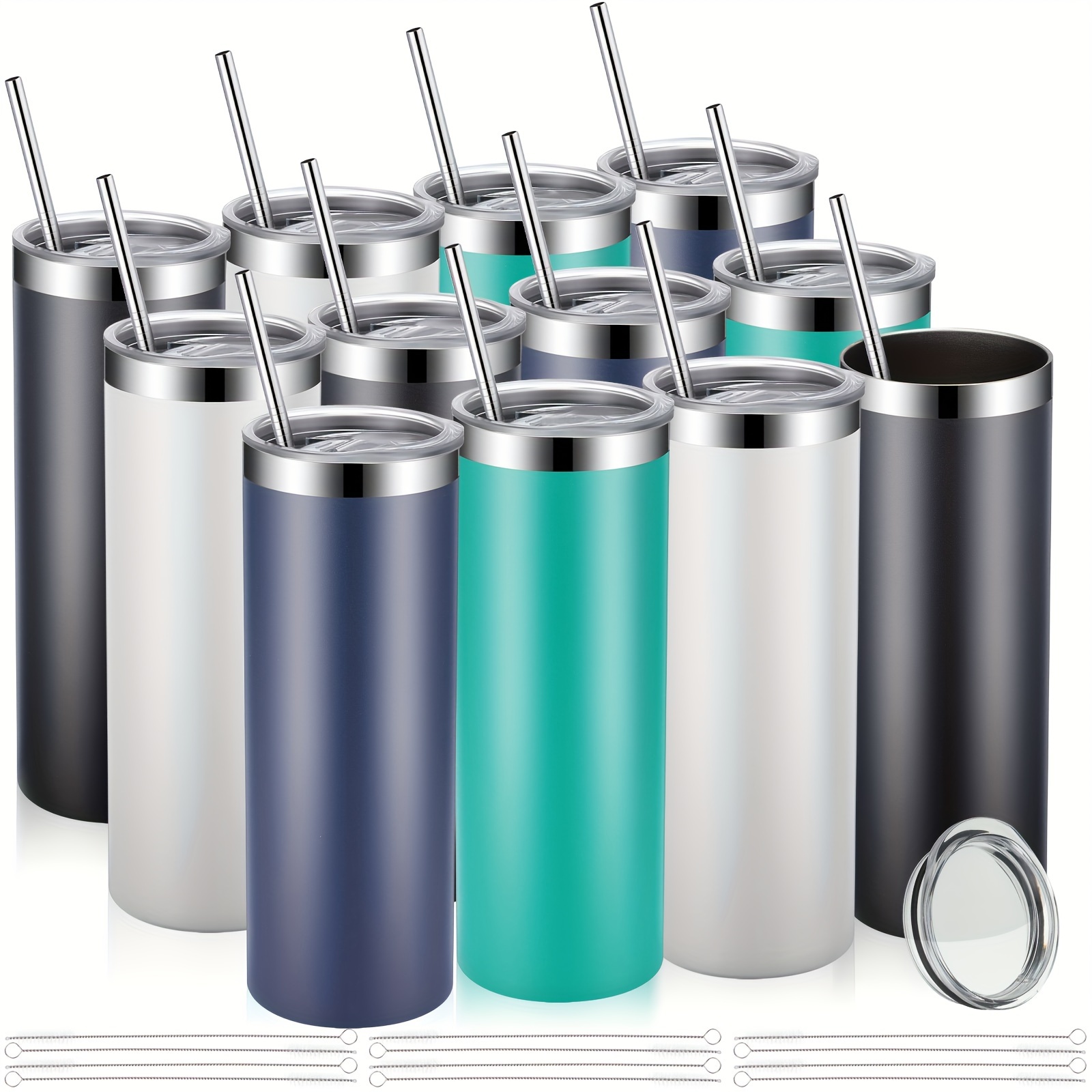 TEMU Skinny Tumblers 20 Oz Tumbler Bulk With Lids And Straws Blank Slim Insulated Cup Double Layer Water Tumbler For Travel, Diy