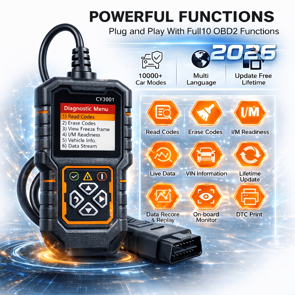 TEMU 2026 Vehicle Diagnostic Device &ndash; /erase Codes, I/m , Real-time Data, Vin Details, Compatible With Over 10, 000 Cars, Without Battery