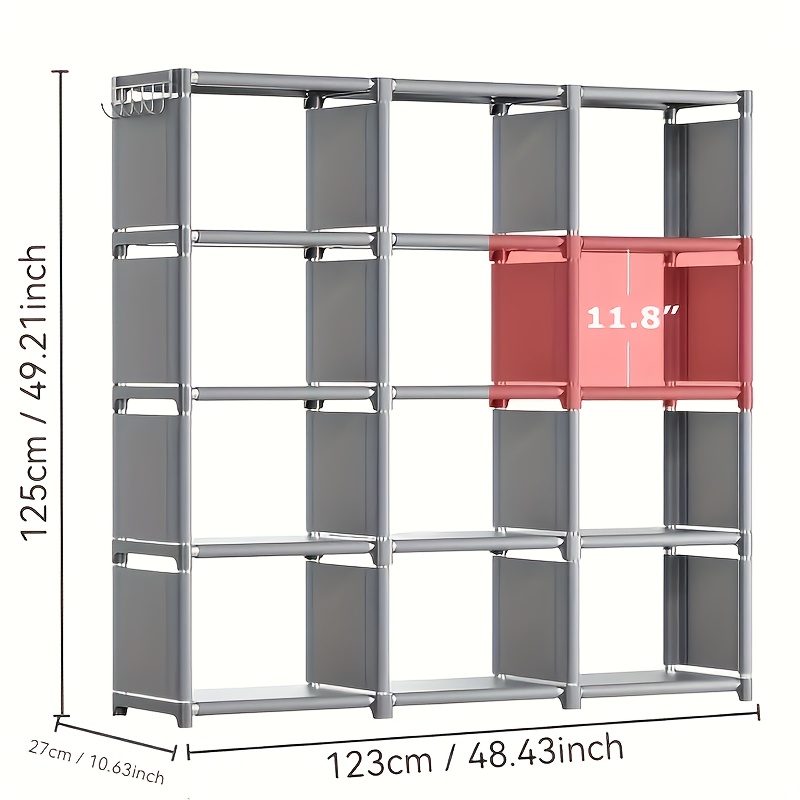 Luggage Rack 12-grid Easy Bookshelf Storage Cabinet Floor Desk Organizer Desktop Bookcase Living Room Storage Shelf Cabinet, Luggage Racks, Standing Shelf